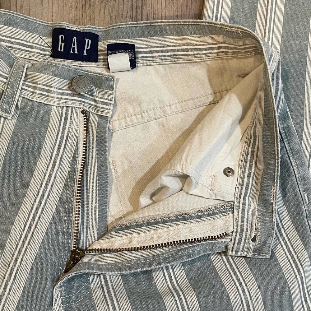 Vintage 90s GAP Green Stripe Cotton High Waist Crop Jeans Cheeky Denim Pants - 4 - Picture 5 of 14